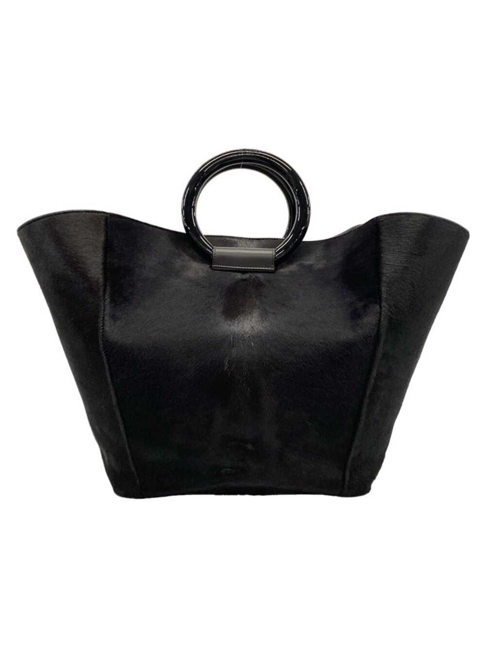 Saint Laurent Paris Tote Bag Maxi Ring Handle Black Plastic Shopping